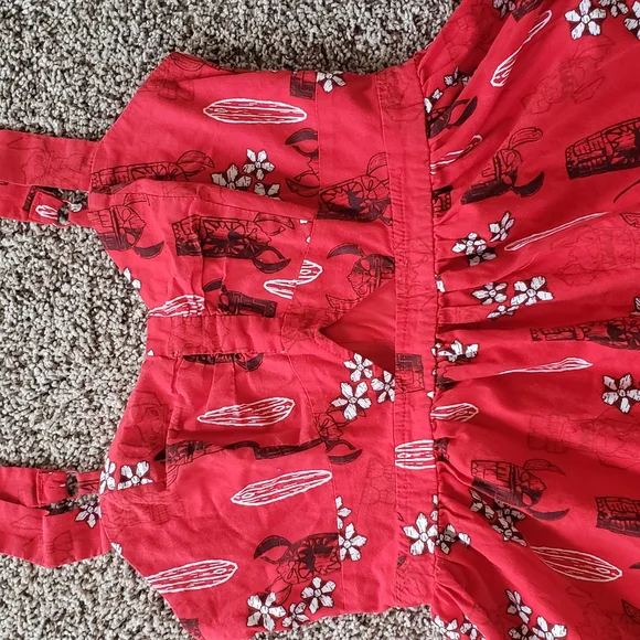 Disney Lilo And Stitch Red Mini Dress Tropical Hawaiian Keyhole Peakaboo Bodice - Picture 4 of 8